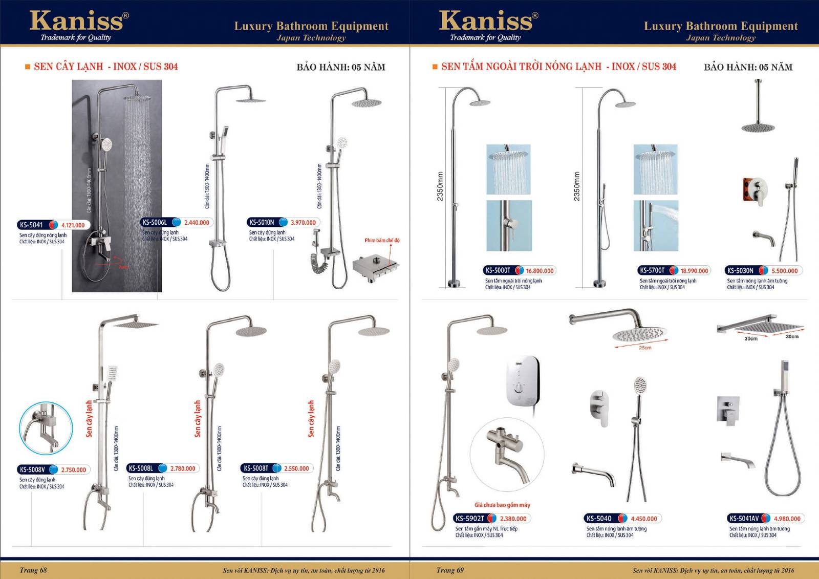 Bảng giá và Catalogue Thiết bị vệ sinh KANISS mới nhất 2025 /Page 35